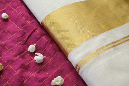 Handloom Kasavu Saree With Golden Border